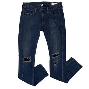 Rag & Bone Women’s Size 27 Distressed Skinny Jeans Denim Dark Blue Wash